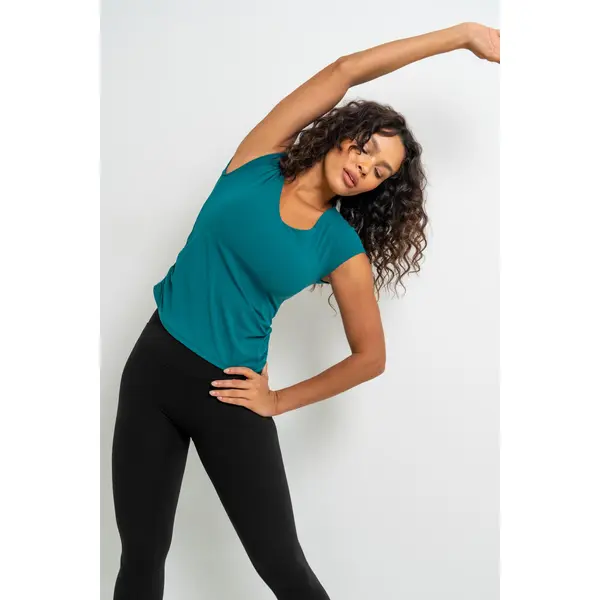 The Buttery Soft Moves With You Non-Wired Hidden Support T-Shirt - Teal