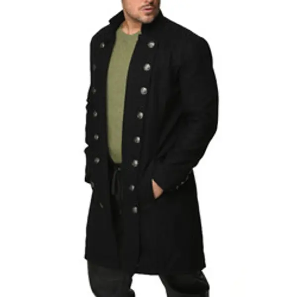 Double Breasted Military Men's Wool Coat