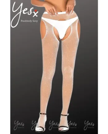 YesX YX851 Sparkly Fishnet White