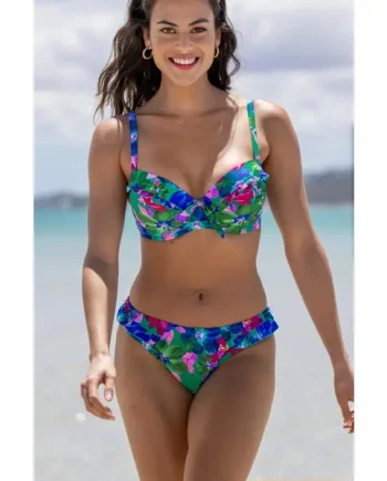 Getaway Frill Bikini Brief - Green Floral