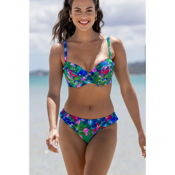 Getaway Frill Bikini Brief - Green Floral
