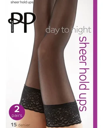 Pretty Polly Day To Night Lace Top Hold Ups 2PP