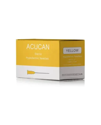 Box of 100 Acucan 30G X 0.5" (0.3mm x 12.7mm) Yellow Hypodermic Needle
