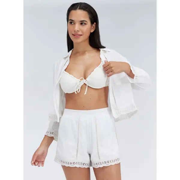 Linen blend beach shorts
