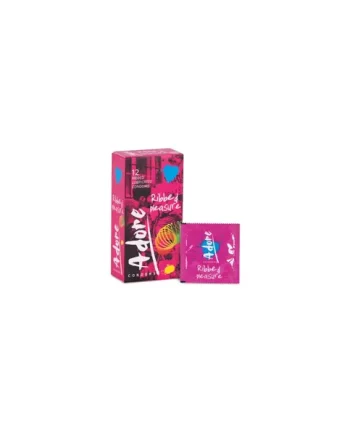 Box of 12 Pasante Adore Ribbed Pleasure Condoms