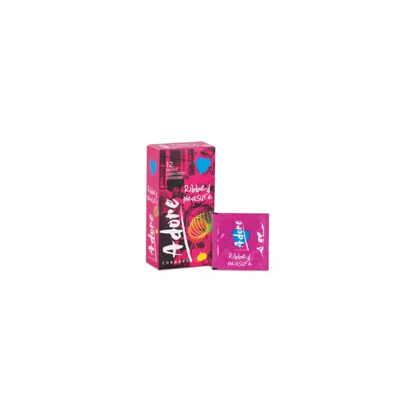 Box of 12 Pasante Adore Ribbed Pleasure Condoms