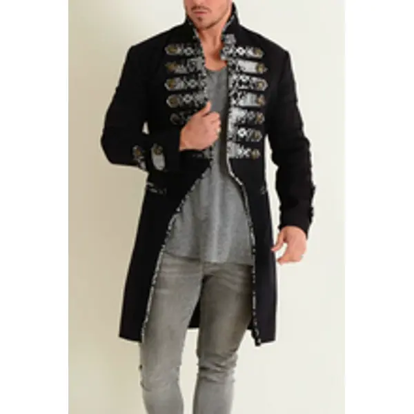 Men's Tailcoat Jacket Black Cotton Steampunk Top MTC5