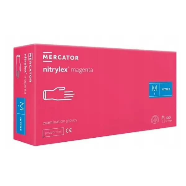 Mercator NITRILE GLOVES Magenta M 100pcs.