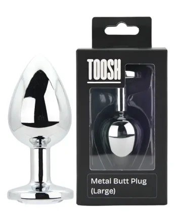 Toosh Silver Metal Butt Plug Large Clear Stone