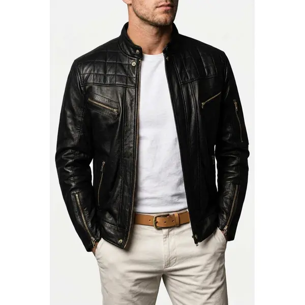 Men's Leather Fashion Jacket Goat Skin Soft Supple JC22 RIDSEN