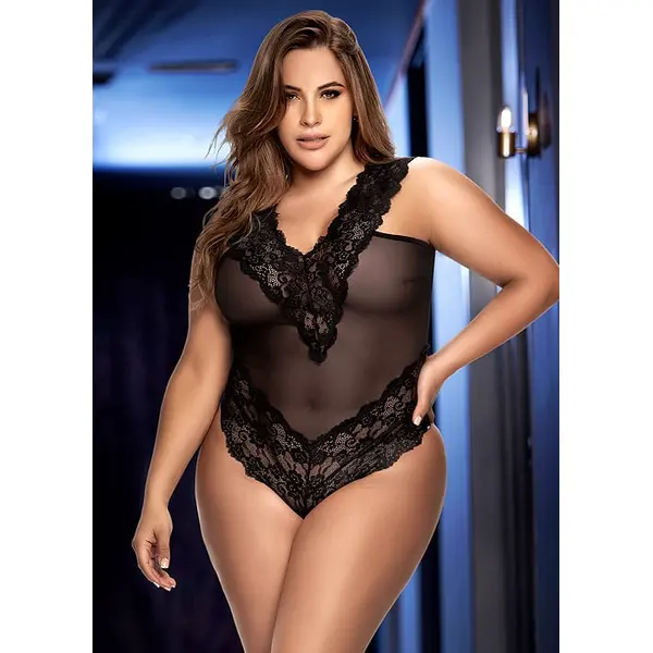 Mapale Lace Up Back Plus Size Teddy