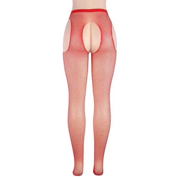YesX YX852 Sparkly Fishnet Red