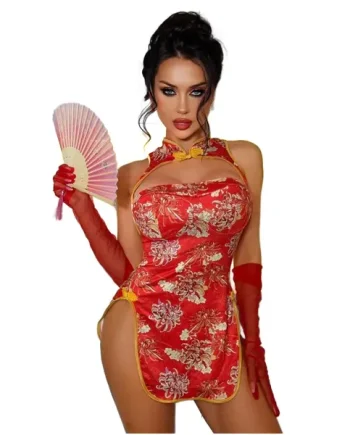 China Doll Red Floral Mini Dress