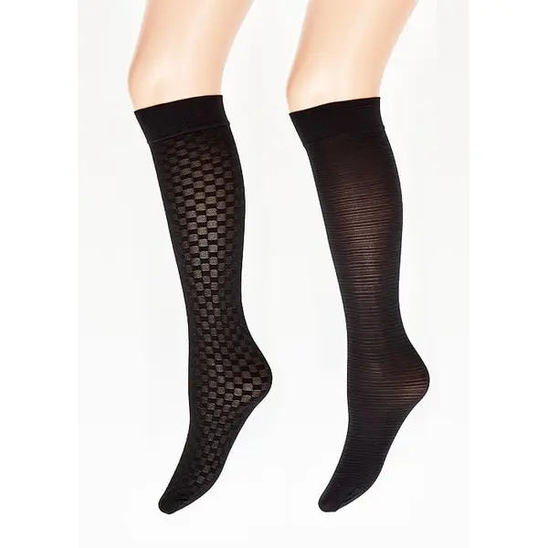 Charnos Opaque Patterned Knee Highs 2 Pair Pack