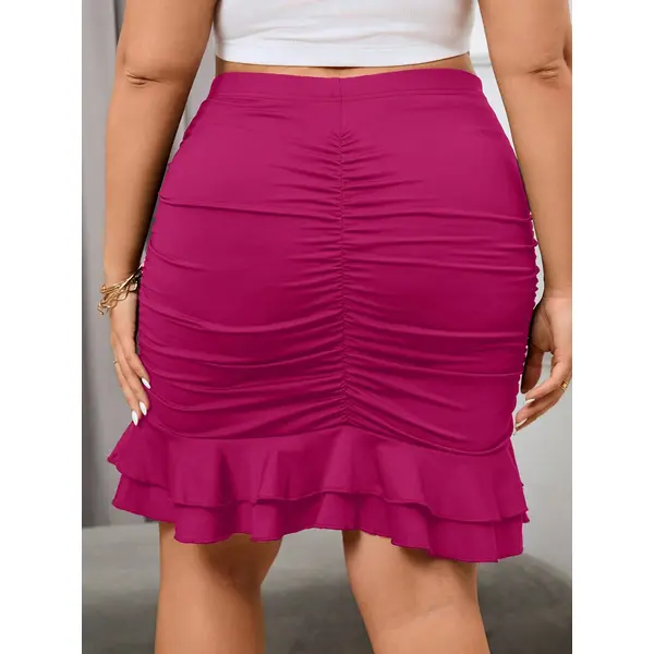 Pleated Ruffle Hem Skirt
