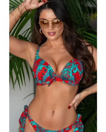 Cannes Boost Push-Up Padded Underwired Top - Red