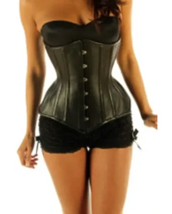 Intense Tight Steel Boned Leather Corset 1836 Perforated