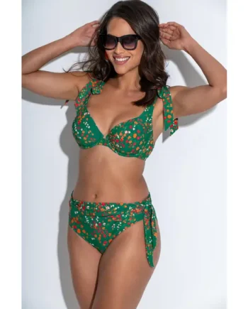 Rosa Cove Tie Foldover Brief - Green Ditsy