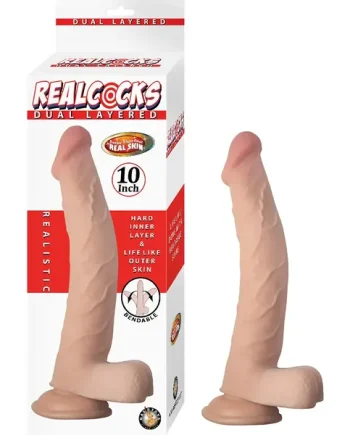 RealCocks Dual Layer Bendable Dildo 10 Inch Vanilla