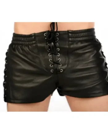 Men's Leather Lace Up Shorts