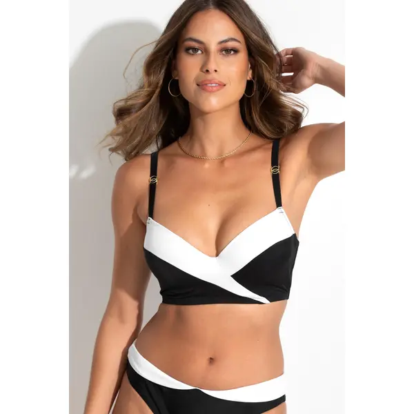 Fifth Avenue Underwired Longline Padded Top - Black/White