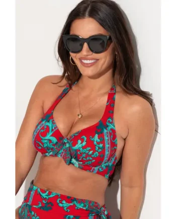 Cannes Non-Padded Underwired Halter Top - Red