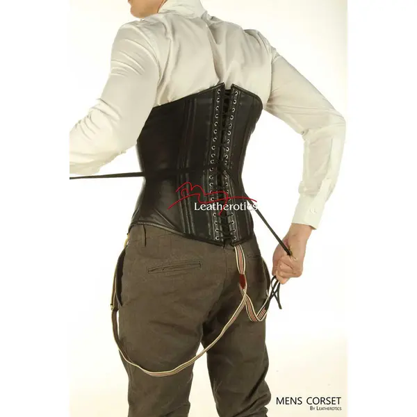 Men's Leather Corset Boned Posture Support 1224