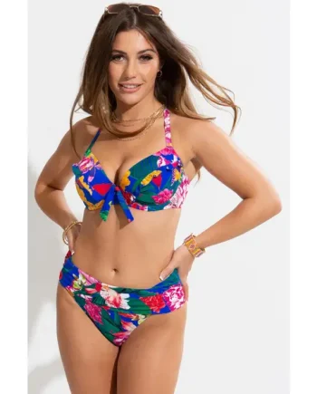 Antigua Fold Over Bikini Brief - Blue Floral