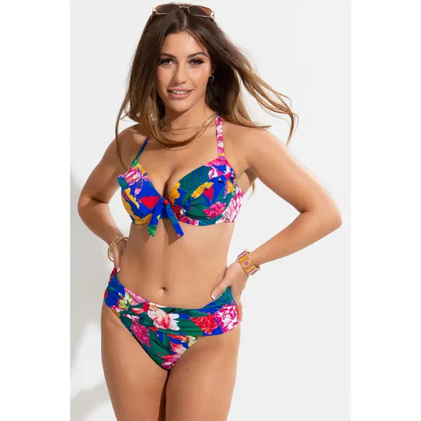 Antigua Fold Over Bikini Brief - Blue Floral