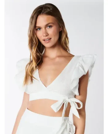 Broderie wrap top
