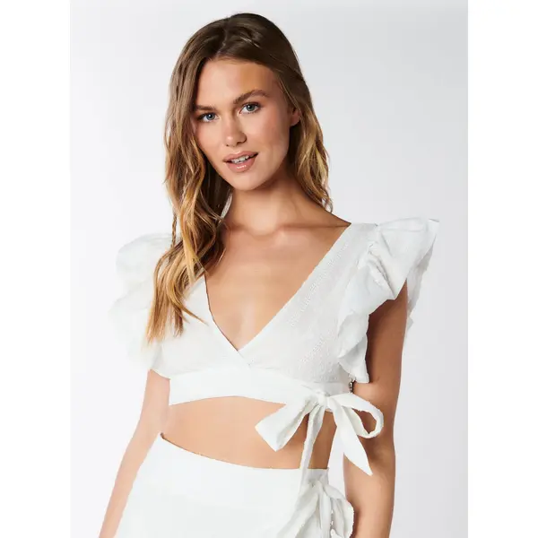 Broderie wrap top