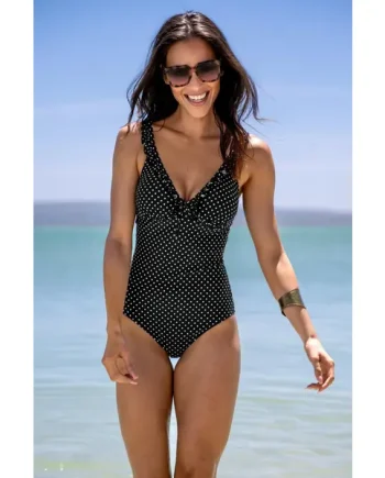 Sicily Frill Tummy Control Swimsuit - Black/White