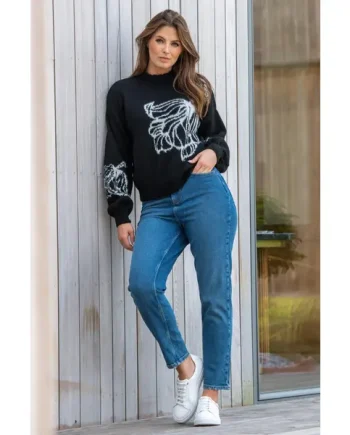 Aubrey Denim High Waist Mom Jeans - Mid Blue
