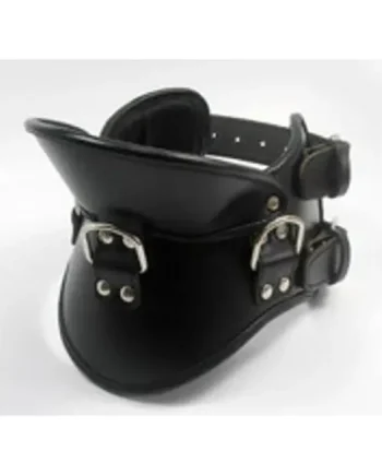 Leather Neck Collar Strict Posture Collar - Nappa Leather Trimming - Sissy