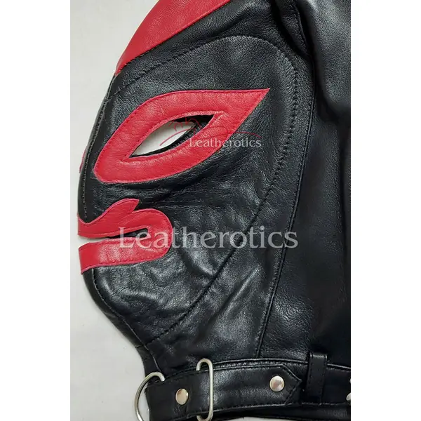 Red Black Bdsm Leather Slave Mask