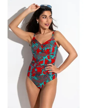 Cannes Ruched Tummy Control Swimsuit - Red