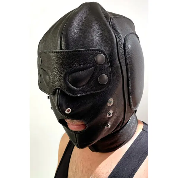 BDSM Leather Head Harness Muzzle with Eye Shield