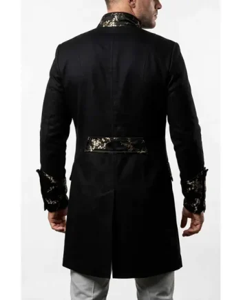 Black Cotton Mens Gothic Steampunk Outfit Vintage Dress Coat Pirate Top SPFL
