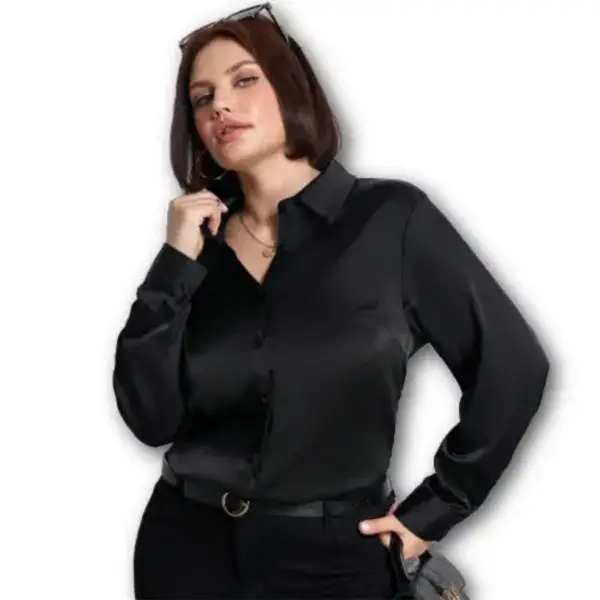Satin Shiny Jacquard Button Up Shirt
