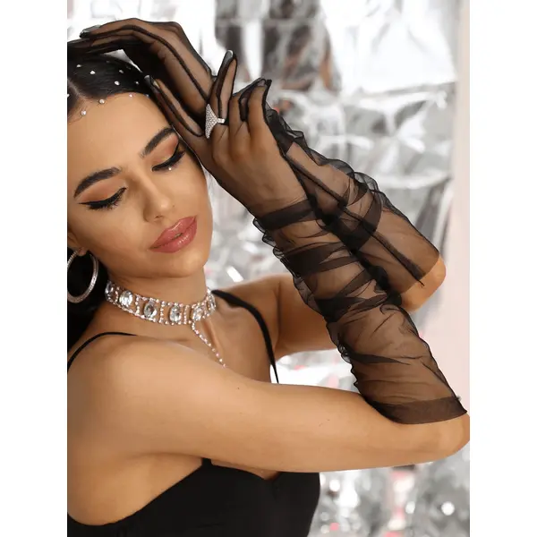 Mesh Sheer Design Gloves