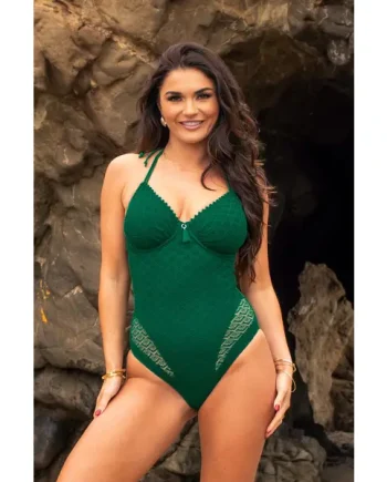 Castaway Adjustable Halter Underwired Swimsuit - Forest