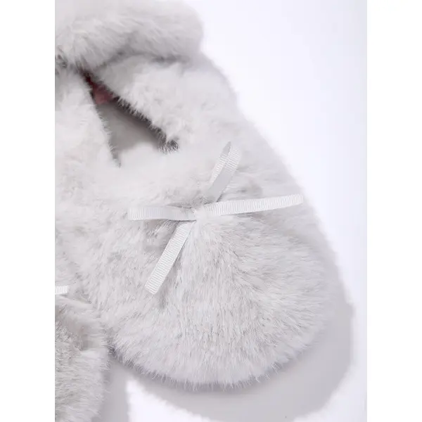 Fluffy ballet pump slippers