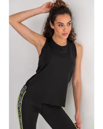 Energy Cut Out Vest Top - Black