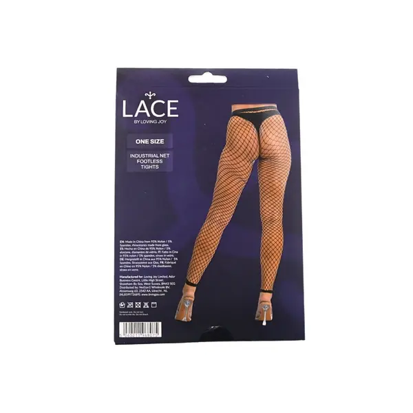 Lace by LJ One Size Industrial Net Footless Tights Black