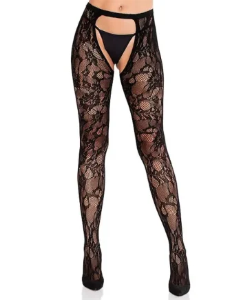 Leg Avenue Selene Lace Crotchless Tights
