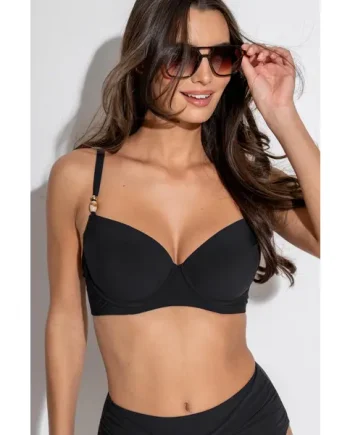Tulum Luxe Matte Padded Underwired Bikini Top - Black