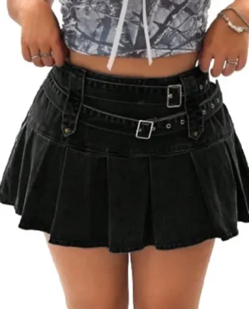 Fringed Denim Skirt