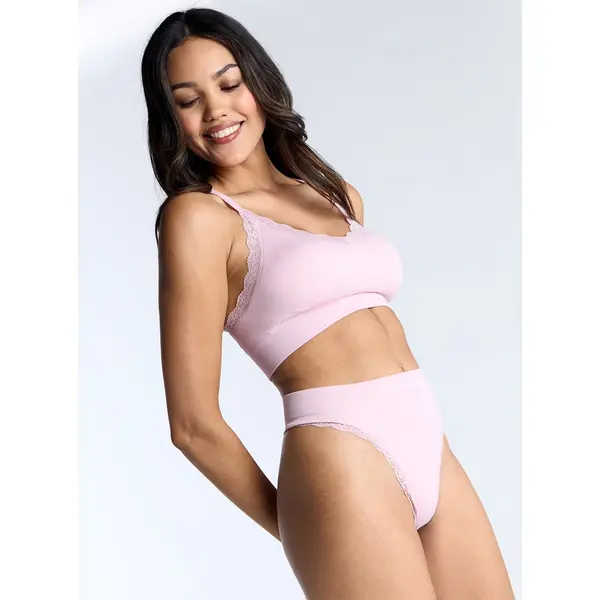 Ribbed seamless lace bralette