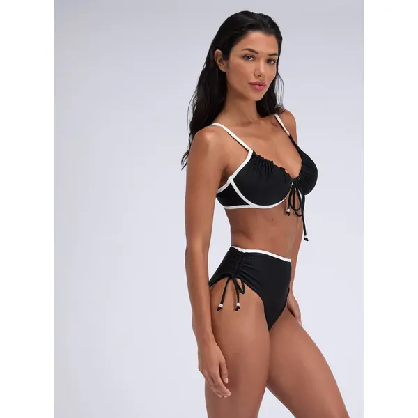 Ibiza piped high waisted bikini bottoms