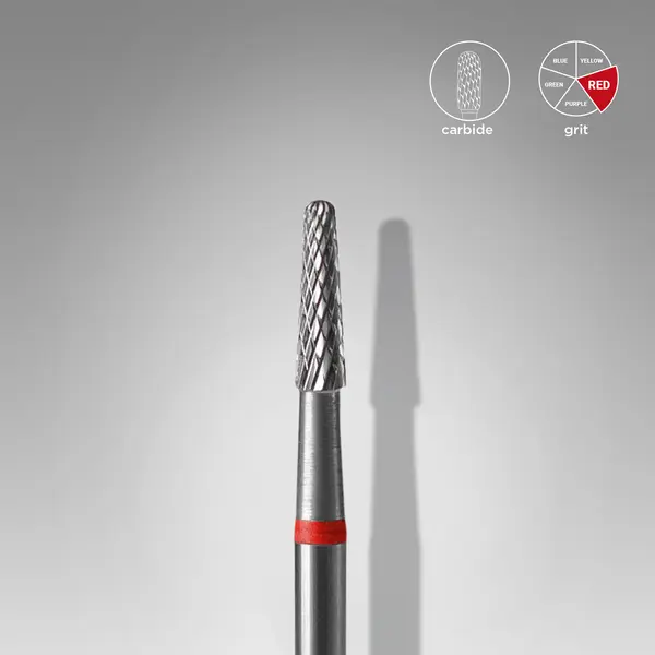 Staleks Carbide Nail Drill Bit CONE 2.3mm/8mm RED
